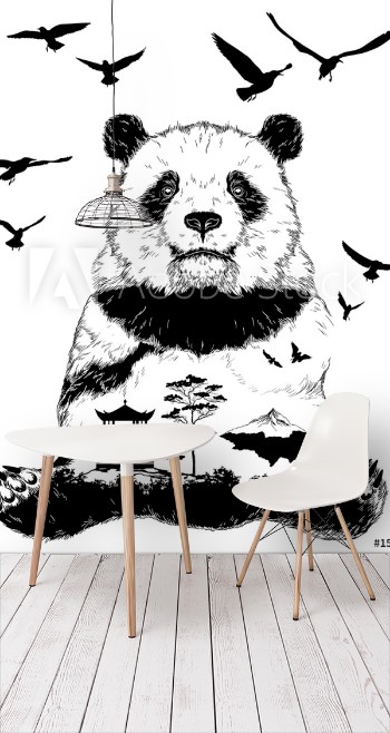 Image de Vector Double exposure panda bear